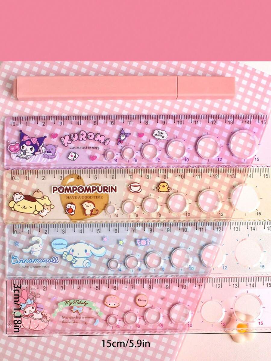 Sanrio 1pc Multi-Color Creative Cartoon Sanrio Hole Ruler 15cm Straight ...