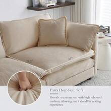 Deep Seat Sectional Sofa Cloud Couch With Ottoman, 76.7" Modern Chenille Comfy Upholstered Modular Sofa L Shaped Couch For Living Room, Apartment, Studio, Office(Green). - 駝色 - 查看 5