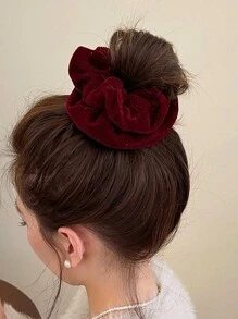 1pc Thin Shiny Velvet Hair Scrunchie, High Elasticity Hair Tie For Women Elegant Scrunchies Scrunchy Hair Ties