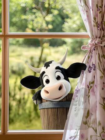1/2pcs Cute Cow Window Decals, Farmhouse Animal Themed Stickers, Cow Lover Window Cling For Farmhouse Classroom Office, Perfect For Kitchen Dining Room Wall Stickers Home Decor Gifts Birthday Graduation