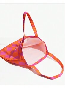 Bolsa de compras de gran capacidad de color rosa y naranja para verano, bolso de hombro para mujeres - Naranja - Ver 5