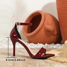Women's Elegant Pointed Toe Stiletto High Heels Sandals, Fashionable Open Toe High Heel Shoes For Summer Party/Banquet, Adjustable Ankle Strap With Pendant Decor