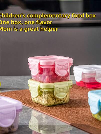 4 件装迷你食品储存容器，塑料密封午餐盒，婴儿便当盒，耐热蒸煮，适合婴儿食品、准备、调味品、珠宝收纳盒