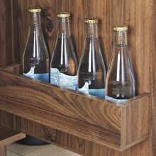 Lillian Fluted Bar Cabinet, Natural Pine Finish