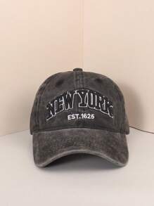 1pc Unisex Outdoor Embroidered "New York" Adjustable Baseball Cap, Sun Protection, Casual, Suitable For Spring/Fall Travel, Beach, Suitable For Men & Women, Y2K Style