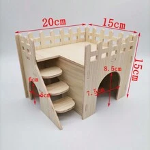 1 buah Kandang Hamster Kayu dengan Ayunan dan Jungkat-jungkit, Tempat Berlindung Kayu Kecil untuk Hamster, Burung Puyuh, dan Ayam - MultiWarna - View 20
