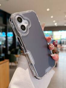 1buc PC transparent + negru moale TPU colorat 3-în-1 cu patru colțuri anti-cădere + dungi orizontale independente Husă pentru telefon cu butoane laterale compatibilă cu telefoanele Apple - Negru - Vizualizare 5