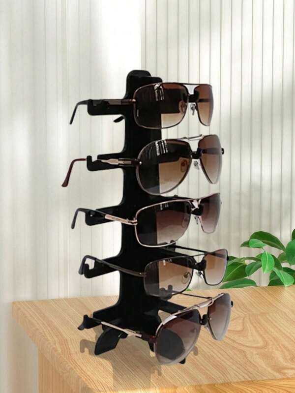 1 pieza Soporte de exhibición de gafas de sol negras - Estante para mostrar gafas de sol, almacenamiento de gafas, gafas de lectura, accesorios para gafas, fiesta de revelación de género, perfecto para cumpleaños, bodas, fiestas, el regalo perfecto para colegas, amigos y familiares, de vuelta a la escuela