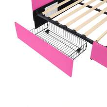 Sofá cama tapizado de tamaño completo con 2 cajones, cabecero de tela suave, sin necesidad de somier, color rojo rosa