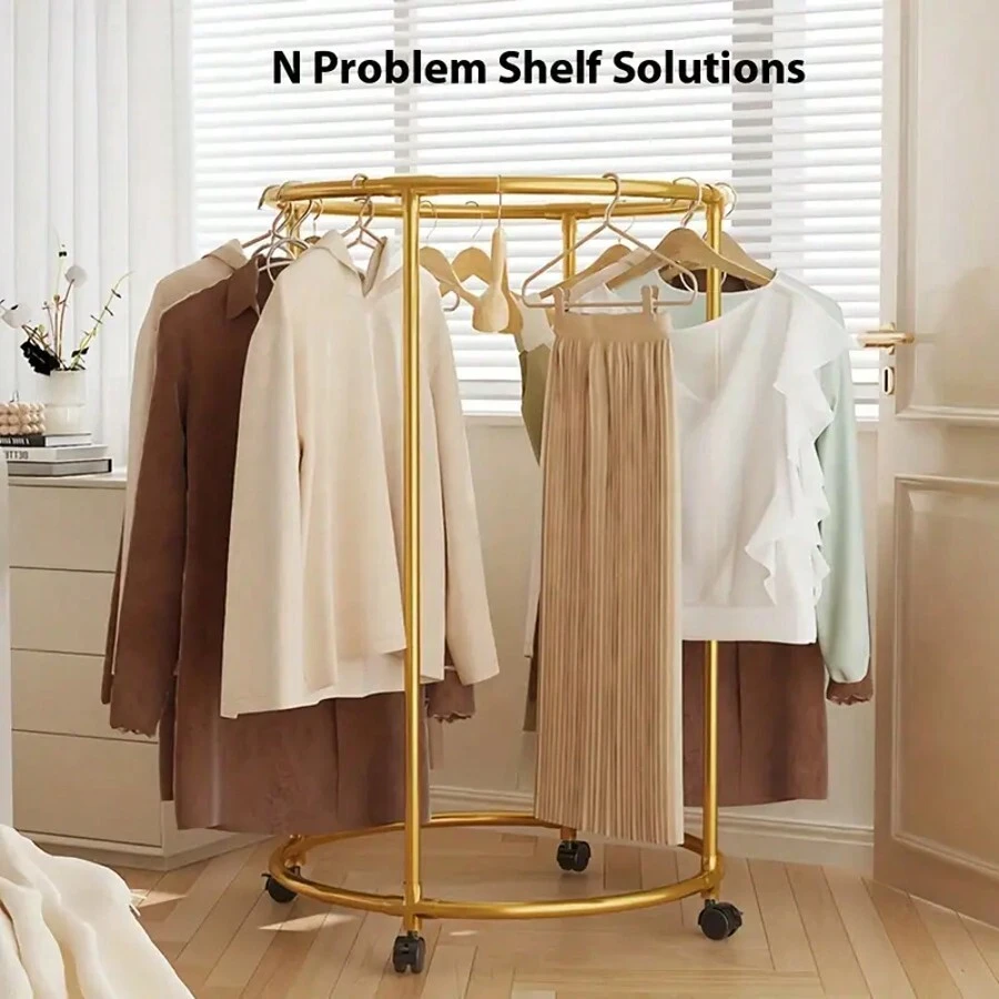 1pc Stainless Steel Garment Rack With Wheels - Modern Foldable Floor Stand For Clothes, Towels And Shoe Storage And Ventilation, Nordic Style