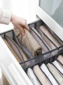 1/3pcs Large Wardrobe Clothes Divider Storage Box, 7-Grid Closet Organizer Box, Washable Drawer Organizer Box, Foldable Lingerie Storage Bag - Multicolor - View 3
