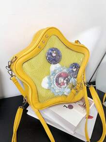 Japanese Harajuku New Large-Capacity Cute Girl Lolita Five-Pointed Star Transparent Badge Doll Ltabag College Style Girls' Casual Dance Cosplay Versatile Backpack