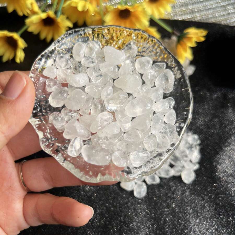 100g Natural White Crystal Crushed Stone Decor Pebbles For Aquarium, DIY, Succulent Plant, Home Garden Decoration - Cotton White - View 1
