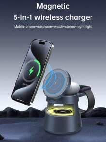 5 In 1 Wireless Charging Station Cube With Night-Lamp, Wireless Speaker, 15W Travel Stand, 3 In 1 Fast Charge Multiple Devices, Compatible With Iphone Series 16/15/14/13/12/11/X/8, AirPods 3/2 Pro, Apple Watch Series 8/7/6/5/4/3/2/SE And IQ Device.Christmas/Gifts//New Year's Day