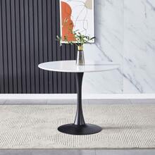 Living And Home Modern Round Wooden Table With Metallic Base - White and Black 90cm Dia X 73cm H - View 4