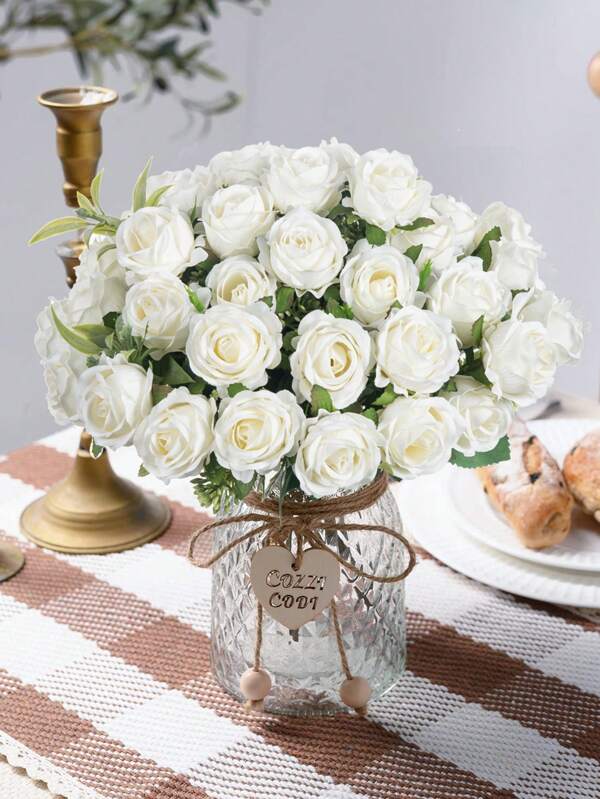 1 pièce (10 têtes) / 3 pièces (30 têtes) Fleurs artificielles - 10 têtes de bouquets de roses, roses en soie, plantes artificielles, décoration pour la maison, la salle à manger, le salon, le jardin extérieur, l'art d'insérer des fleurs, les accessoires photo, l'automne, le printemps, les vases, les murs de fleurs, les couronnes de fleurs, les bouquets de mariée, la décoration de mariage, les matériaux pour couronnes de fleurs DIY, la décoration de fête d'anniversaire, les accessoires de décoration pour la maison, la Saint-Valentin, les cadeaux du Nouvel An
