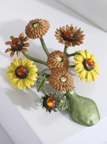 Spille in stile elegante con smalto a tema Van Gogh e girasole, accessori gioiello adatti come regalo per donne, unisex, ufficio, feste, amici, San Valentino, mamma, festa della mamma