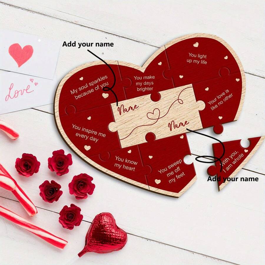 1SET Customizable Reasons I Love You Personalized Wood Puzzle, Girlfriend Gift, Boyfriend Gift, Valentine's Couples Gift, Perfect Anniversary Gift, Couples Gift Gifts Birthday Graduation