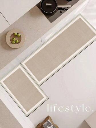 1pc Premium Diatomite Kitchen Mat With Minimalist Line Pattern, Luxurious And Fashionable, Cushioning Anti-Fatigue, Absorbent Quick Dry Anti-Slip Kitchen Rug Carpet, Suitable For Kitchen, Bathroom, Entrance, Laundry Room