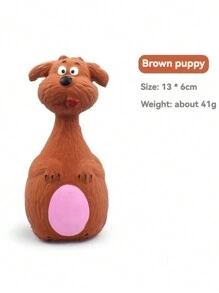 1pc Bite-Resistant Squeaky Latex Dog Toy - Adorable Cartoon Puppy Chew Toy, Essential Pet Amusement! Cartoon Style, Multicolor, Bone Shape, Details, Squeaking Function, Great For Daily Play/Training/Holiday Celebration