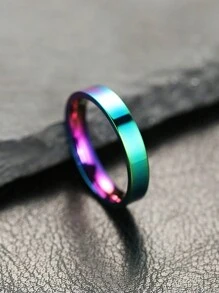 1pc Customized Minimalist Handwritten Text Stainless Steel 4mm Wide Ring, Engraved Anniversary, Gift For Lover, Family, Festival