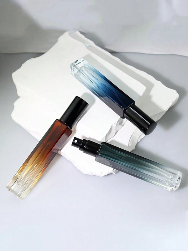 1/3/5 Pcs Refillable 5ml/10ml Gray Ombre Blue Thickened Glass Spray Bottles, Portable Travel Size Perfume/Essential Oil Containers