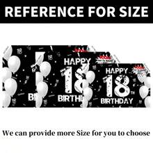 1pc 18th Birthday Party Backdrop Banner, Happy 18th Birthday Black And White Background For Birthday Party, Cake Table Banner, Photo Booth, Party Background Decoration Supplies Gifts