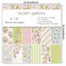 12pcs 6*6inch Spring Inspired Series DIY Scrapbooking Background Papers, Non-Adhesive, Craft Cutting Papers With Single-Sided Printing, Easy To Cut