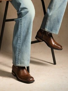 Men's Western Cowboy Boots European And American Style High-Top Leather Boots - Brown - View 9