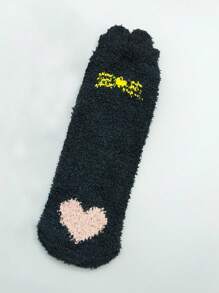 5 pares de calcetines de mujer de felpa coral con media planta con diseño de garra de gato, cálidos y acogedores, para otoño/invierno