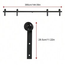 366cm / 12FT  Kit de Rails pour Portes Coulissantes Doubles, Ensemble Industriel Système Intérieur, Style Classique / Style de flèche, Rail et 4 Roulettes, 4 sections de rail divisé - Classique - Voir 10