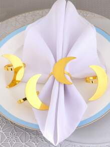 2/4/6pcs Big Moon Style Napkin Rings, Suitable For -Al-Fitr/-Al-Adha Table Decorative Napkin Holders, Party Linen Rings - Gold - View 5