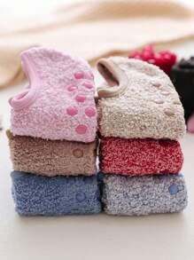 1/3/6 Paar flauschige rutschfeste Socken, weiche & gemütliche Haushaltsocken, atmungsaktive Kurzsocken, Damen Füßlinge
