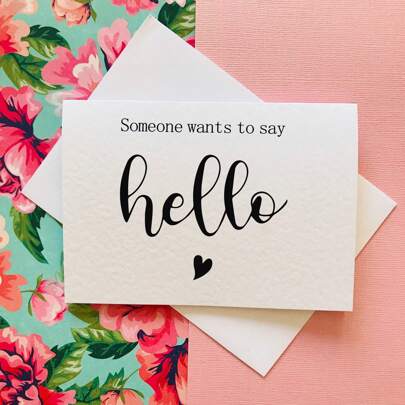1pc Pregnancy Announcement Card - Beautifully Designed With Matching Envelope For Sharing Exciting News With Family, Husband, Grandparents - Heartwarming Someone Wants To Say Hello Message Insidebaby Shower Family Decorations Gifts