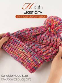1pc Colorful Stylish Women's Knitted Beanie Hat, Multi-Color Options, Fashionable & Warm, Suitable For Daily Use And Christmas - Colorful Single Ball Knitted Hat - View 7