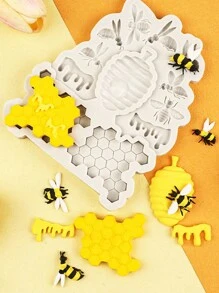 1 件硅胶模具蜜蜂、蜂王、蜂蜜和蜂巢、不粘昆虫硅胶模具适用于 DIY、巧克力、糖果、果冻、冰块、狗零食、纸杯蛋糕烘焙模具、松饼盘 - 灰色 - 查看 8