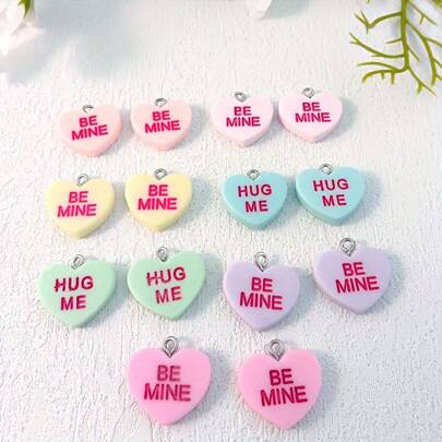 10Pcs Valentine's Day Resin Charms - Handcrafted Candy-Colored Love Letters For DIY Jewelry, Necklaces, Earrings, Bracelets, Phone & Keychain Accessories