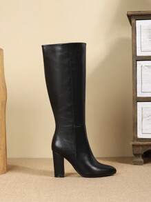 Women's Wide-Width High Heel Over-The-Knee Boots, Fashion Thick Heel Side Zip Tall Boots European & American Style, Autumn/Winter