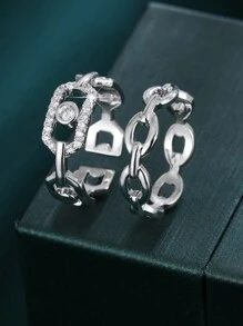 2 pezzi Anelli personalizzati con occhi ovali geometrici scintillanti