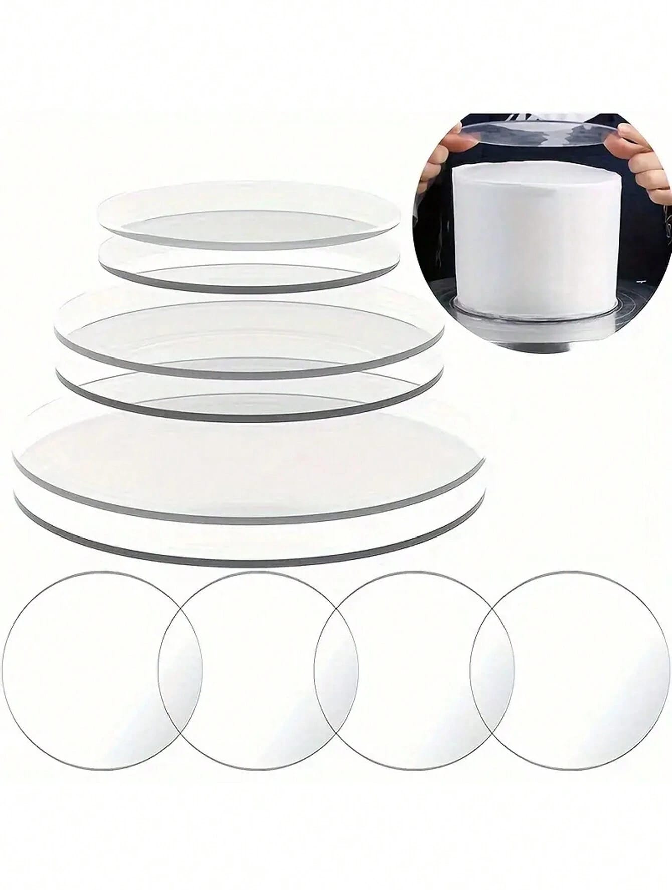 1-2 件亚克力蛋糕盘，4/6/8/10 英寸透明圆形蛋糕展示架，用于蛋糕 DIY 甜点和装饰配件的亚克力蛋糕架盘，绘画马克笔空白 DIY 工艺品，圣诞节