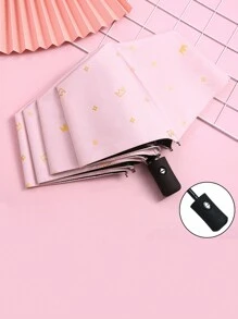1 pieza Paraguas plegable automático con 8 varillas y protección UV - Impermeable, a prueba de viento y portátil - Varillas de hierro, tela de pongee y diseño con estampado de corazón elegante. Ideal para refrescarse en verano, playa, viajes, primavera y verano, regalos para damas de honor, decoración de habitación y dormitorio, playa, viajes, para hombres, para mujeres, vacaciones, cosas lindas - Multicolor - Ver 13