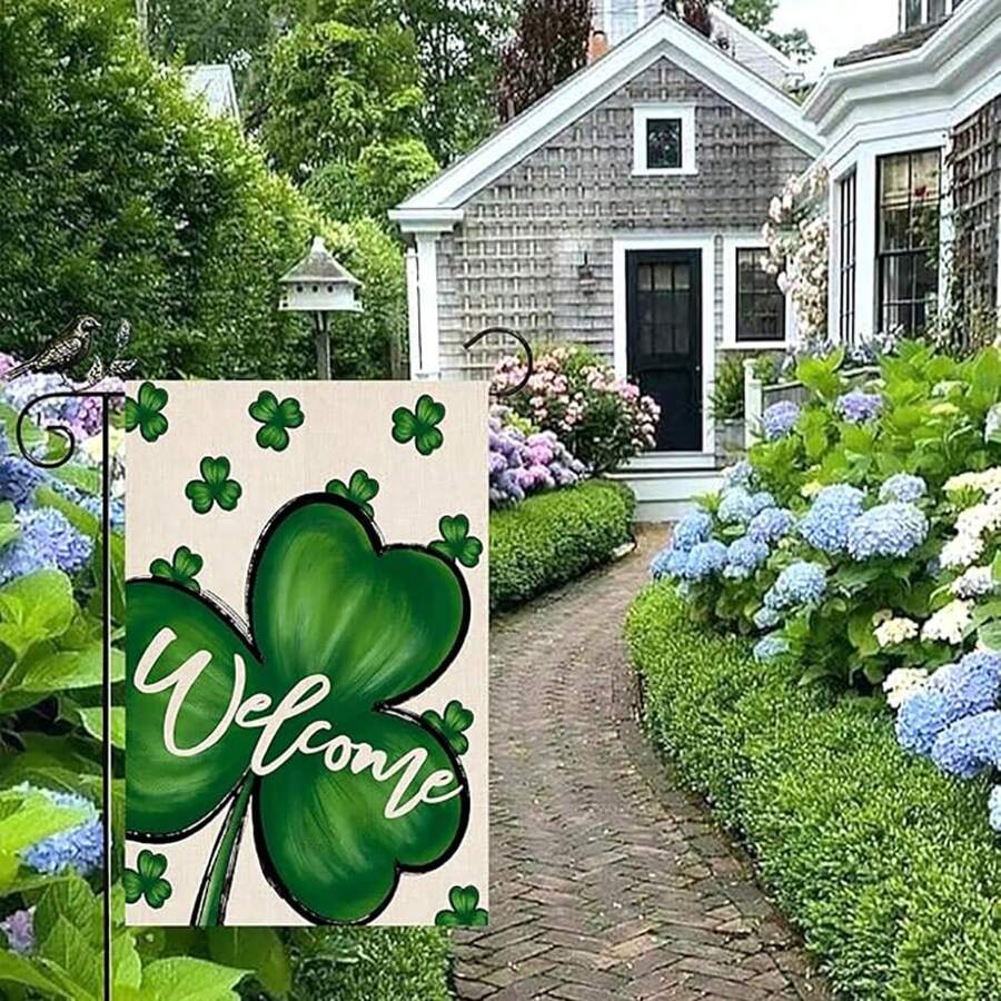 St. Patrick's Day Garden Flag Double Sided Shamrock 12 X 18 Inch - St. Patrick's Day Home Garden Decor