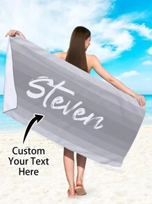 1pc Customized Ombre Color Multi-Color Graphic Microfiber Beach Towel, Fashionable Pool/Beach/Travel Blanket For Vacation, Leisure, Multi-Functional, Anti-Mold, Ornamental, Reusable, Exquisite, Stylish, High-Quality, Adorable, Modern, Colorful, Soft, Comfortable, Custom, Unique, Personalized, Ideal Gifts For Him, Ideal Gifts For Her, Her, Boyfriend, Girlfriend, Dad, Mom, Family, Friends, Son, Daughter, Kids, Kitchen, Dining Room, Bedroom, Office, Living Room, Home, Garden, Tea Room Summer Holiday Bathroom Decor Beach Essentials,Vacay Vibes - Multicolor - View 66
