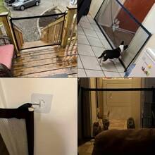 1PC Expandable Pet Gate Plus - Durable PE Mesh Gate For Indoor Outdoor Use, Adjustable, Portable, Easy Install, Stair Barrier For Pets, Versatile, And Space-Saving Design