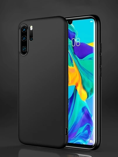 适用于华为/荣耀的手机壳 - TPU 硅胶手机壳，表面柔软 - 黑色哑光防水防震防摔防刮