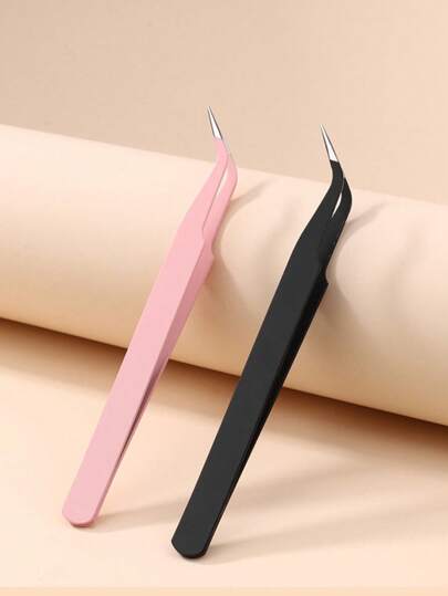 2/1pc Black Powder False Eyelash Tweezers Eyelash Tool Clip Eyelash Trim Eyelash Graft Eyelash Curler Dolphin Gold Feather Clip High Precision Flowering Tweezers