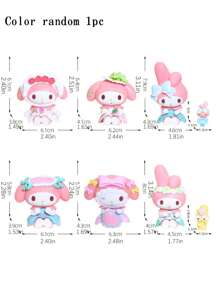 Sanrio 6pcs/Set Sanrio 7cm Figurine My Melody Maid Outfit Anime Statue, Car Decoration, Decoration Gift Ornament Birthday Gifts Graduation