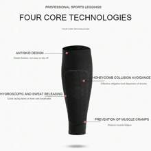 1PC Leg Guard Calf Compression Sleeve Honeycomb Pads Breathable UK - Black - View 6