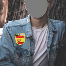 Maßgeschneiderte 2 Teile Flagge in Schildform Abzeichen Namensschild Stickerei Aufnäher für Hut, Kappe, Tasche mit Bügel- oder Klettverschluss Rückseite