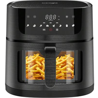  Iceagle Heißluftfritteuse XXL Air Fryer 9L - Heissluftfriteuse mit Großes Sichtfenster | Friteuse Airfryer ohne Öl mit Digitalem Led Touchscreen, 8 Programmen, Shake-Modus, 1800W, Rezeptbuch